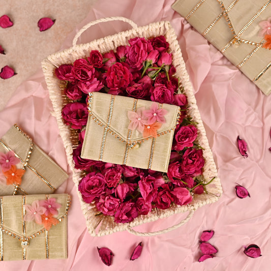 Pastel Mint Green Coin Pouch with Gota Line Work -Saanjh Collection