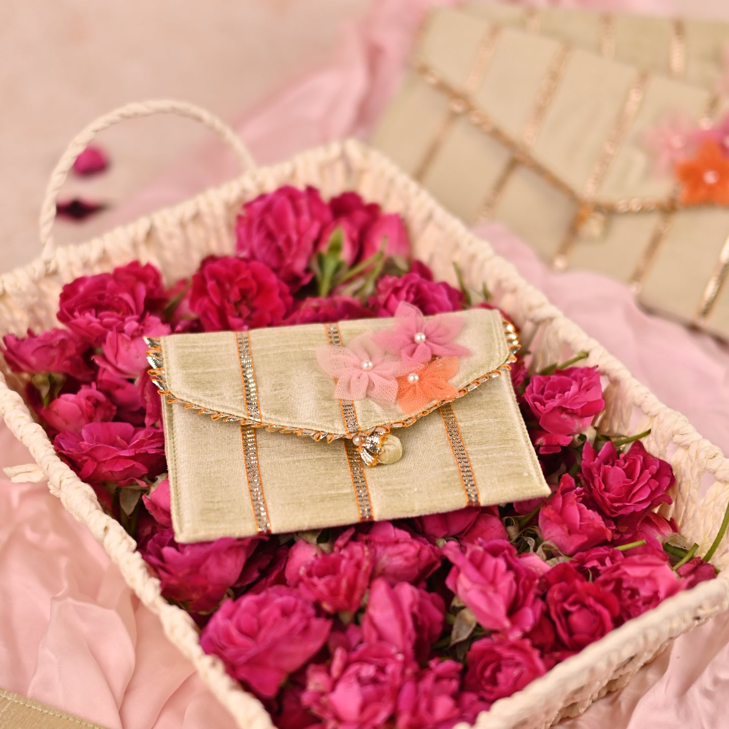 Pastel Mint Green Coin Pouch with Gota Line Work -Saanjh Collection