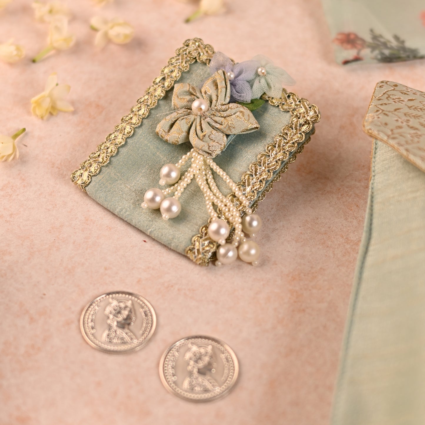 Nilasha Collection Gift Set - Saree Cover, Favor Potli, Mini potli, Coin Pouch