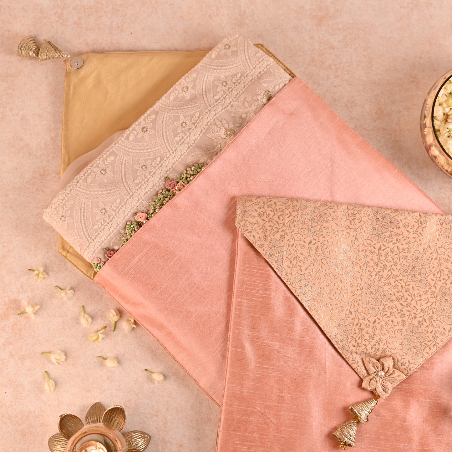 Pankhuri Collection Trio Set - Saree Cover, Favor Potli, and Coin Pouch