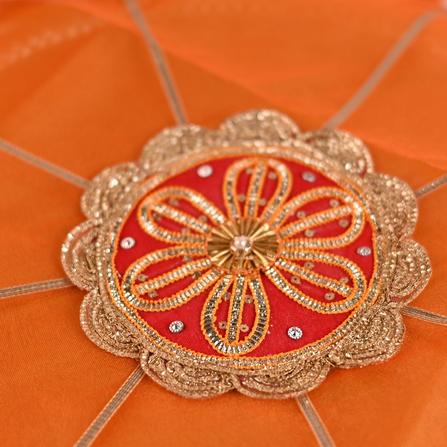DIY Thaal Decor Set - Set of 3 (Thaal Fryll, Kalash Fryll, Thaal Posh) -Yellow Orange Color