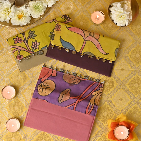 Banaavat Essence Kalamkari Envelope – Kalamkari Fabric  Flap (7.5"x4.5")