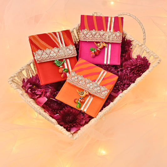 Banaavat Essence Lehriya Coin Pouch – Parrot Tassel Accent, (Set of 3)