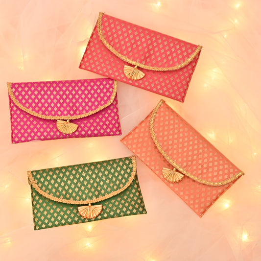 Banaavat Essence Minimal Brocade Envelope – Foam Padded (7.5"x4.5")