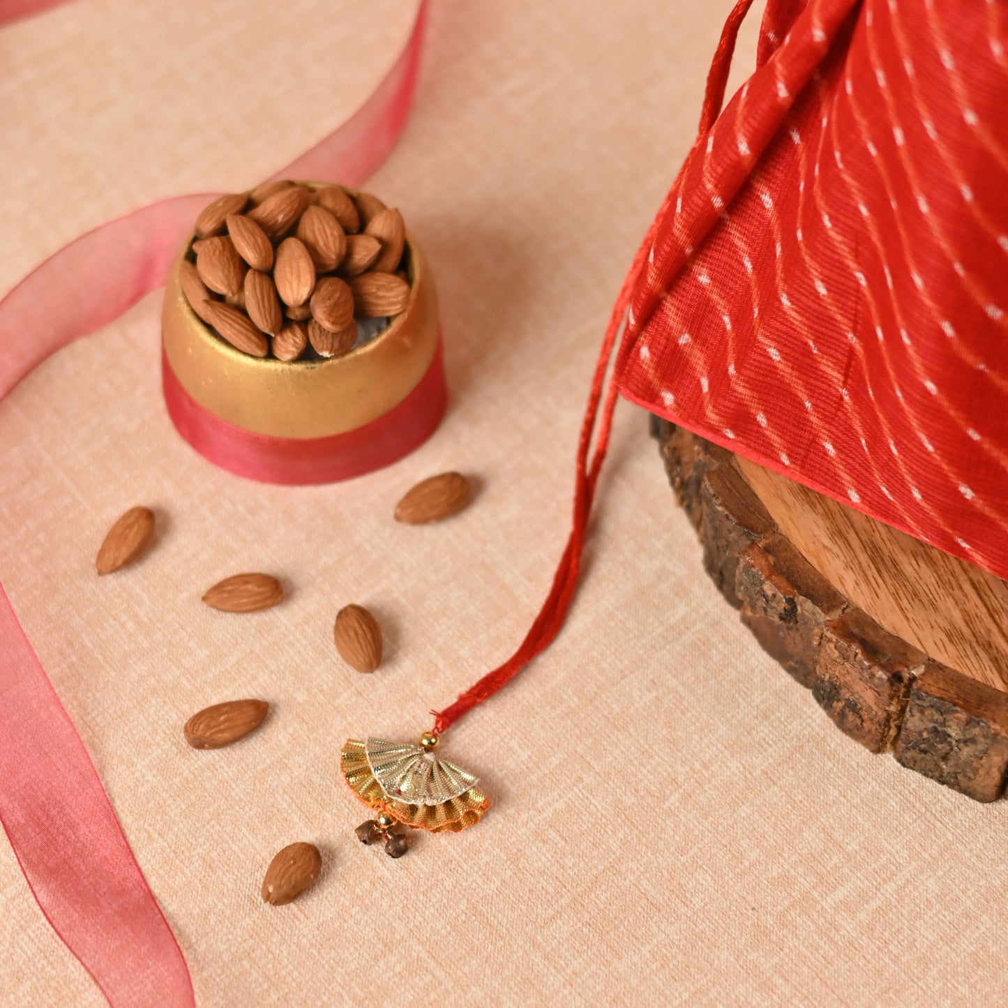 Banaavat Essence Mothra Fabric Hamper – Pyramid Shape with Wooden Base (10"x8"x9")