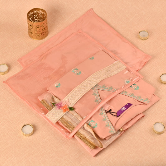 Banaavat Essence Trousseau Saree Cover – Transparent Lace Front & Dupion Silk Back (40x40 cm)