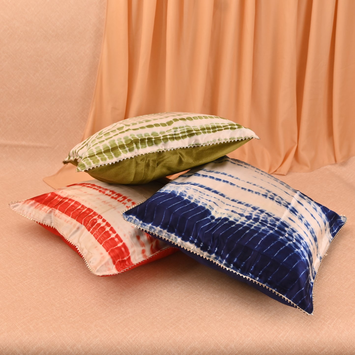 Banaavat Essence Shibori Print Cushion Cover Set – Multicolor (Set of 5, 16"x16")