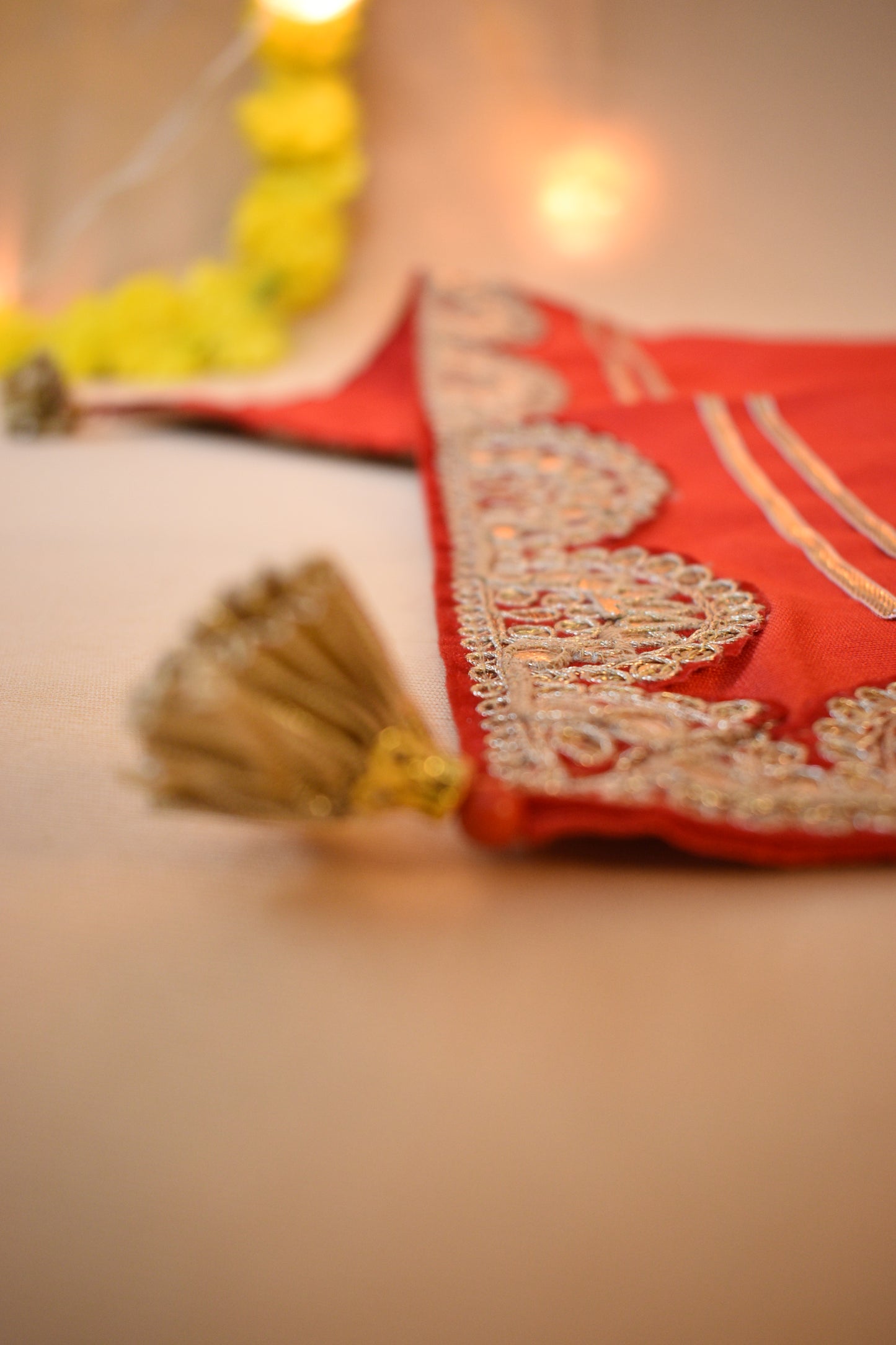 Handcrafted Chowki Covers Red Color – Perfect for Festive Poojas