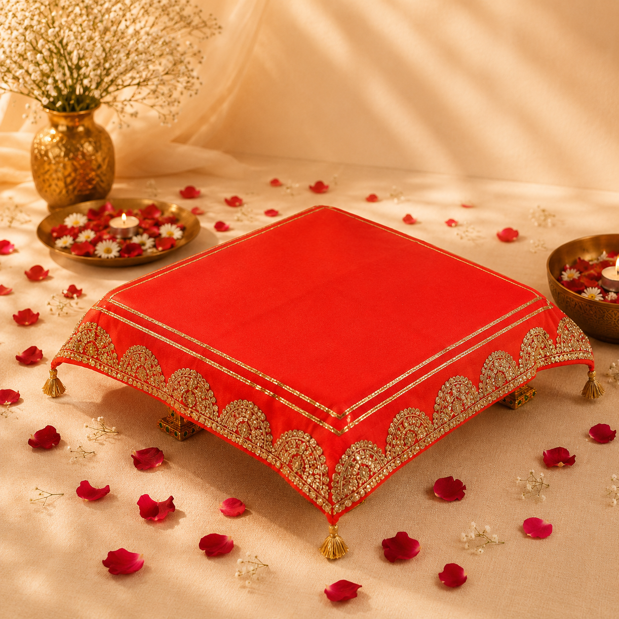 Handcrafted Gota Patti Chowki Cover