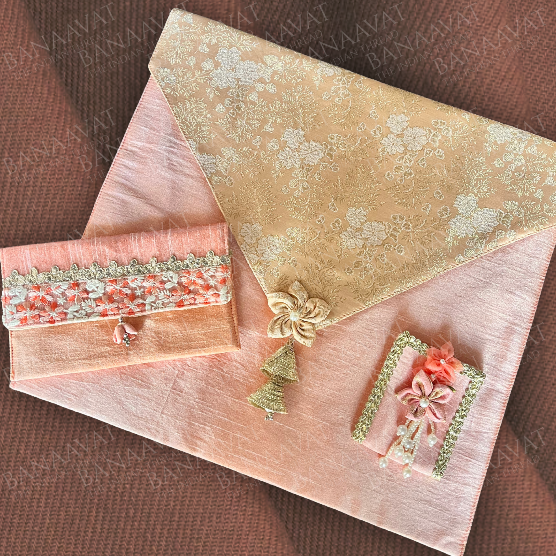 Saree Cover, Money Envelope , and Tri-Fold Coin Pouch Combo