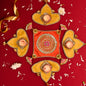 4-Piece Handcrafted Fabric Center Rangoli with Diya Set – Eco-Friendly & Reusable Décor