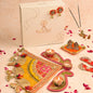 Diwali Gift Hamper Set - Handcrafted Corner Rangoli, Laxmi Charan, Shubh Laabh, and Laxmi Ganesh Aasan