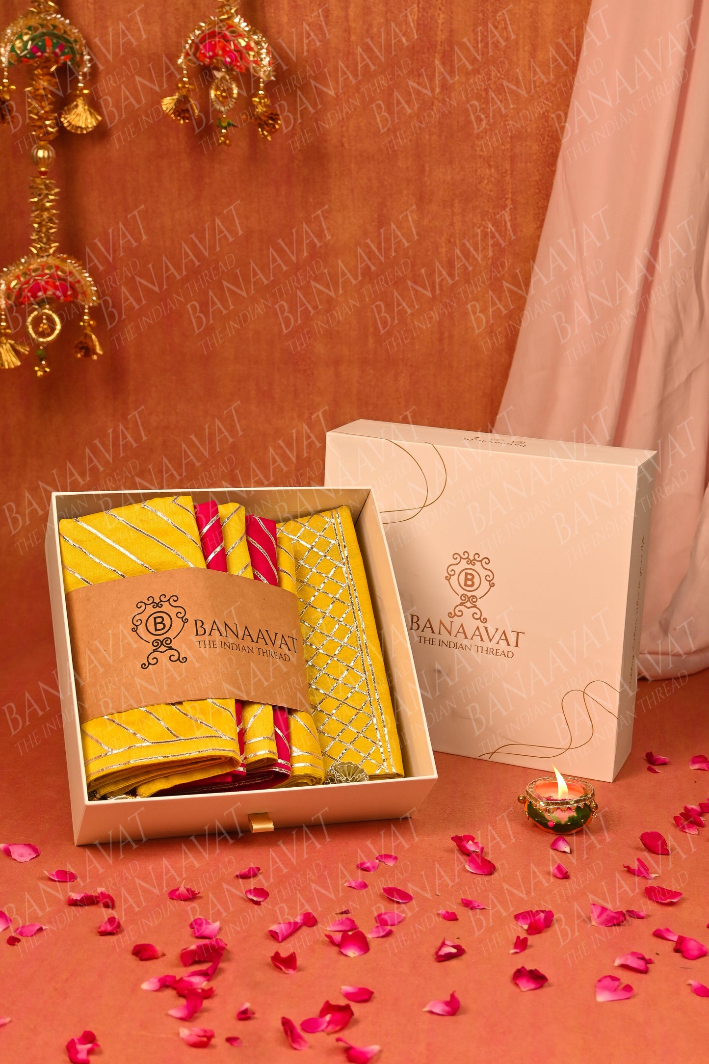 Elegant Gota Line Cushion Covers (Set of  5), along with matching Runner