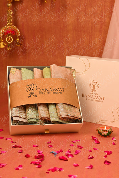 Set of 5 Gota Patti Lotus Petals Cushion Covers (16x16 inch) - Beige and Green"