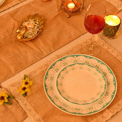 Jute Table Decor Set - Placemats, Runner, Cutlery Organizers