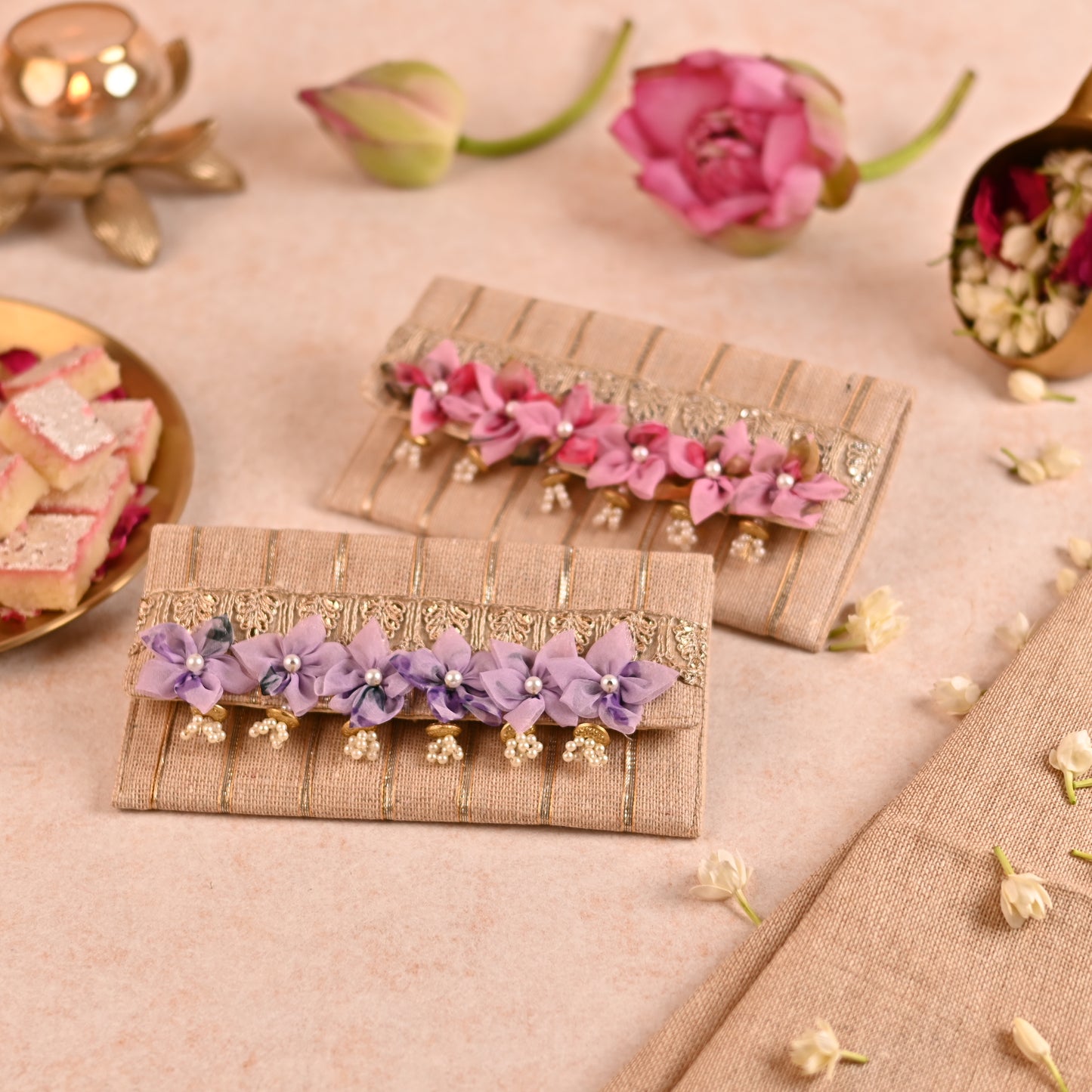 Handcrafted Jute Fabric Money Envelopes (Set Of 2)