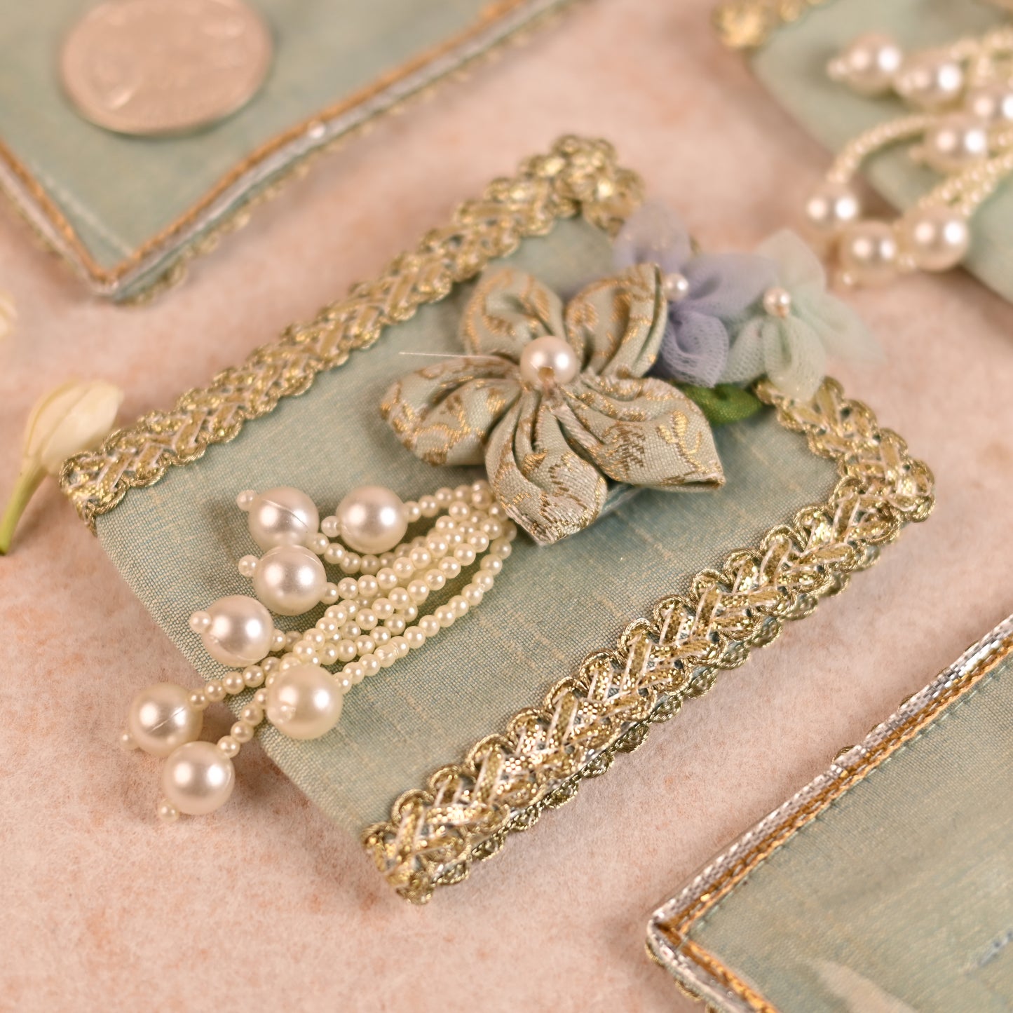 Pastel Blue Tri-Fold Coin/Ginni Holders (Set of 2)