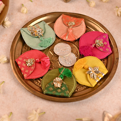 Multicolor Round Mini Coin/Ginni Holder (Set of 6) - Perfect Coin Size