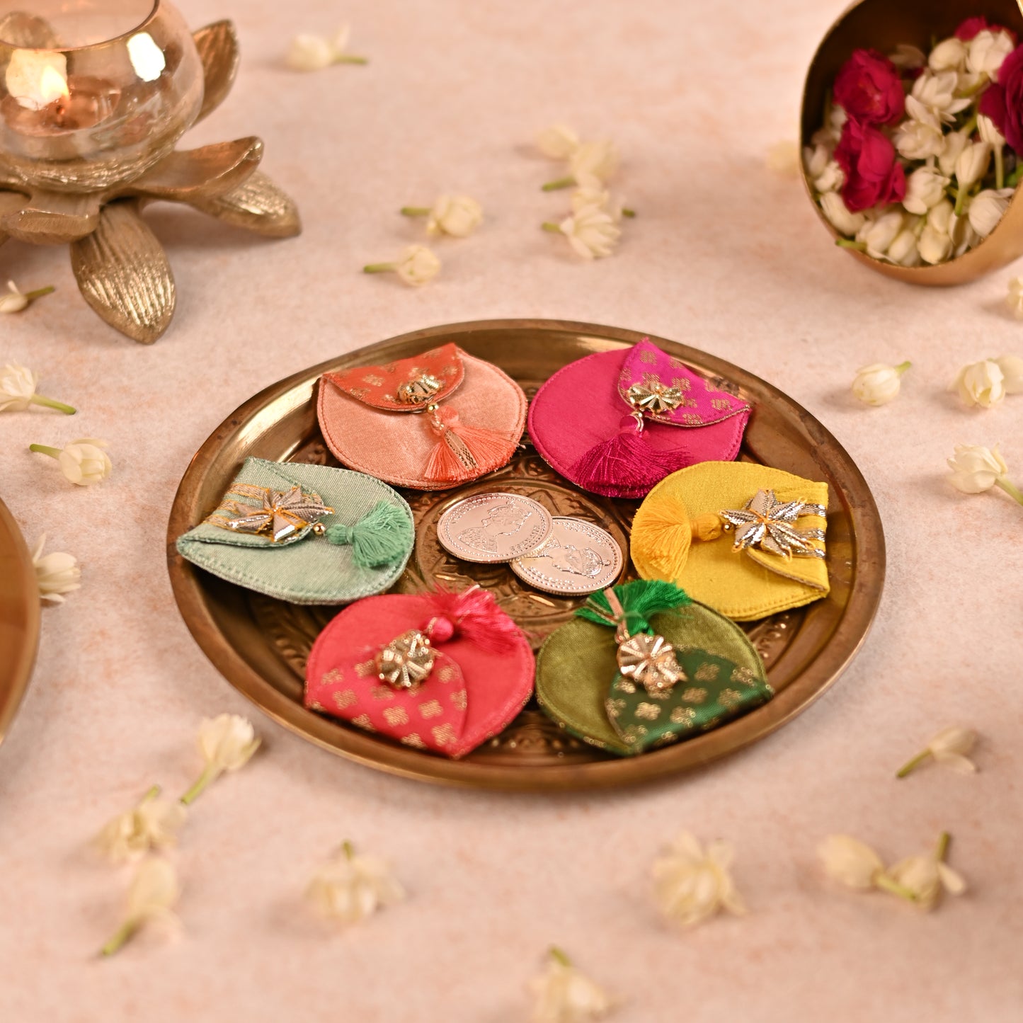 Multicolor Round Mini Coin/Ginni Holder (Set of 6) - Perfect Coin Size