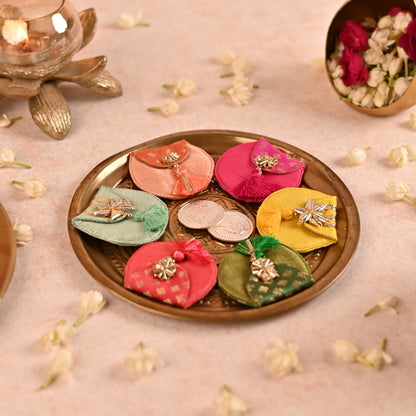 Multicolor Round Mini Coin/Ginni Holder (Set of 6) - Perfect Coin Size