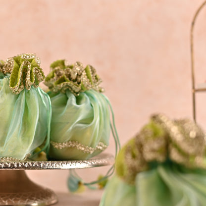 Dual-Tone Green Handi-Shaped Favor Potli