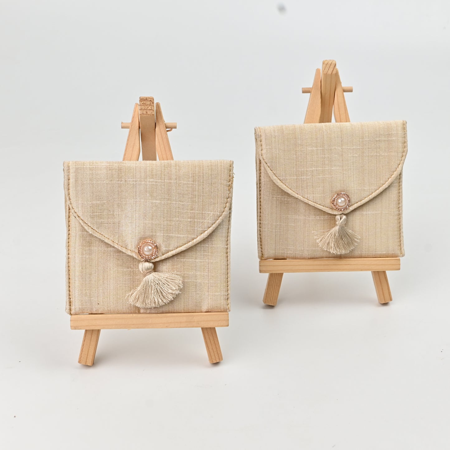 Banaavat Essence Ivory Silk Minimalist Coin Pouch – 3.5"x3.5" | Set of 2