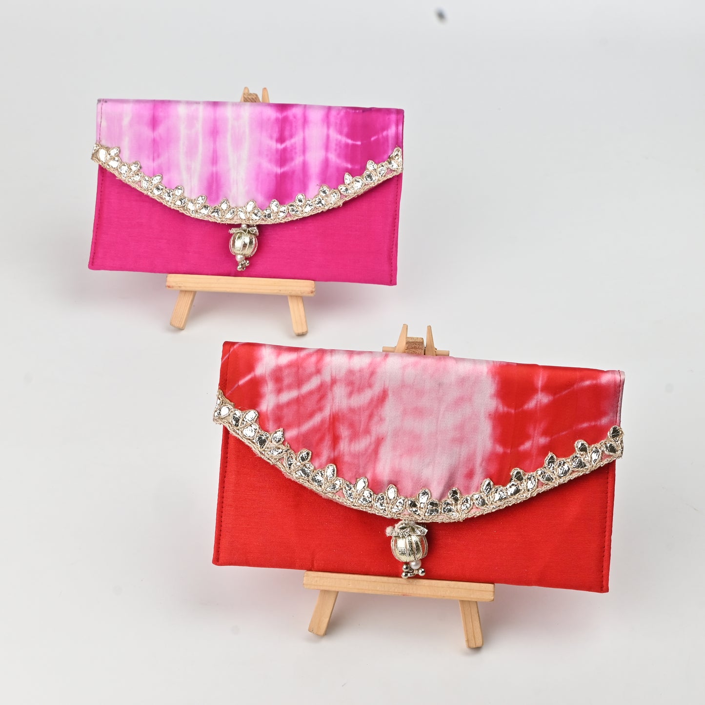 Banaavat Essence Muslin Silk Envelope – Shibori Flap & Silk Body (7.5"x4.5")