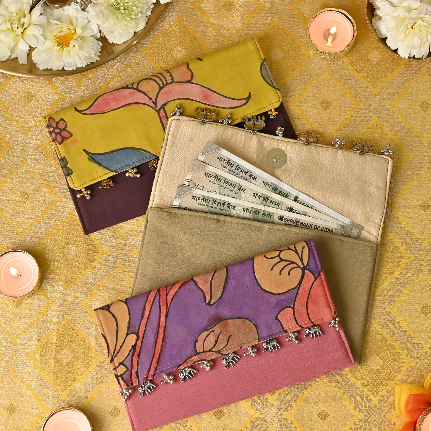 Banaavat Essence Kalamkari Envelope – Kalamkari Fabric  Flap (7.5"x4.5")