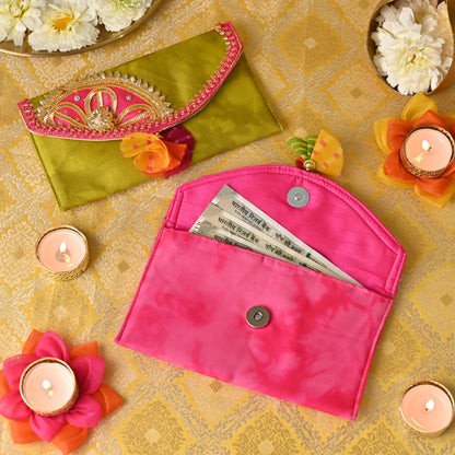 Banaavat Essence Shibori Envelope – Gota Embellished Flap (7.5"x4.5")