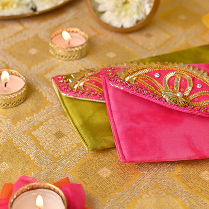 Banaavat Essence Shibori Envelope – Gota Embellished Flap (7.5"x4.5")