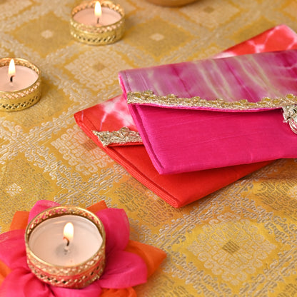 Banaavat Essence Muslin Silk Envelope – Shibori Flap & Silk Body (7.5"x4.5")