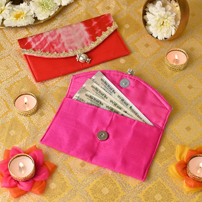 Banaavat Essence Muslin Silk Envelope – Shibori Flap & Silk Body (7.5"x4.5")