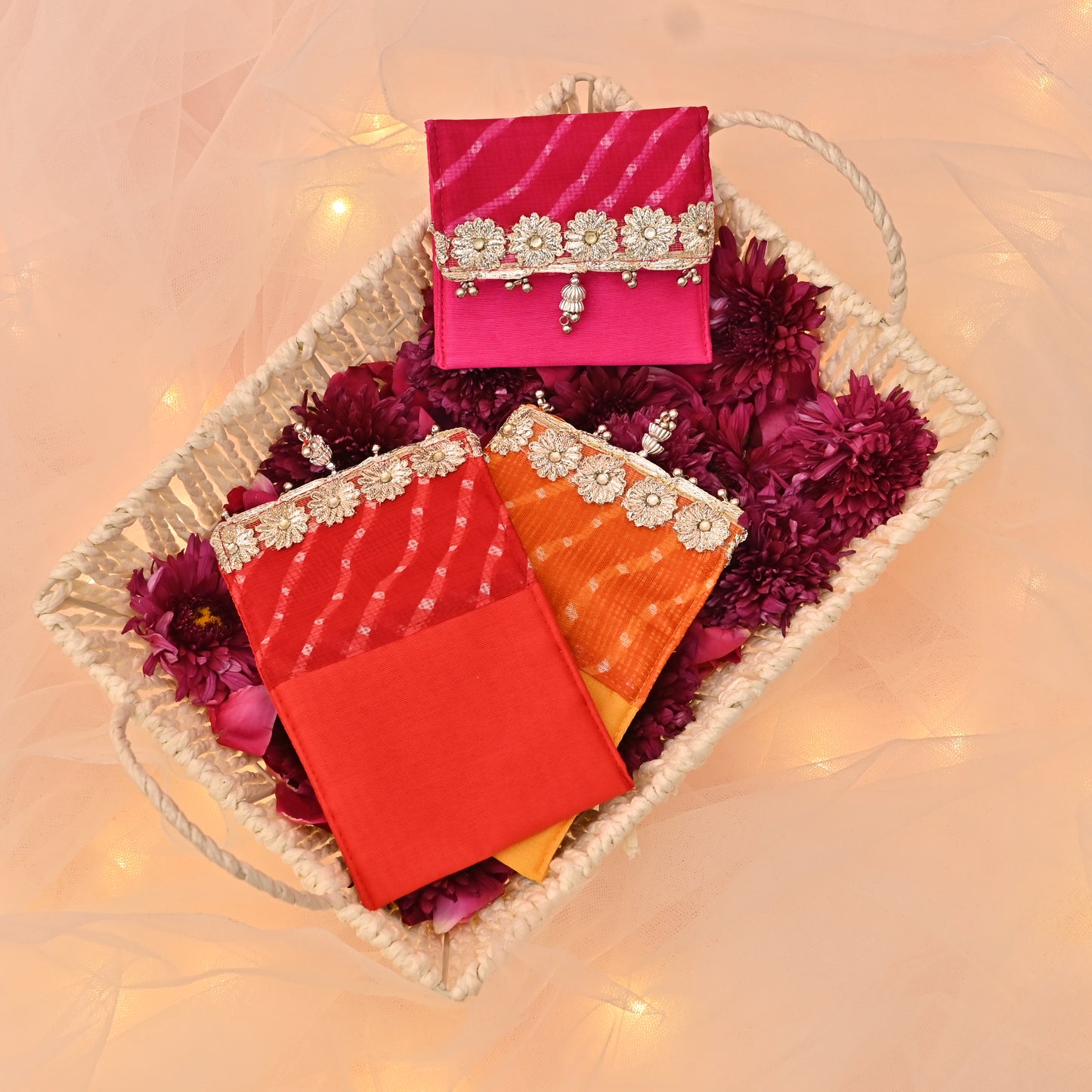 Mothra Fabric Coin Pouch Set of 2 – Flap Design & Foam Padded (3.5"x3.5")