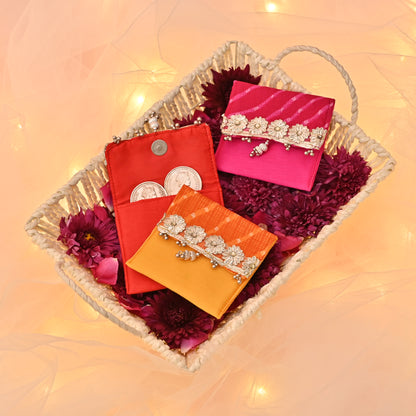 Mothra Fabric Coin Pouch Set of 2 – Flap Design & Foam Padded (3.5"x3.5")