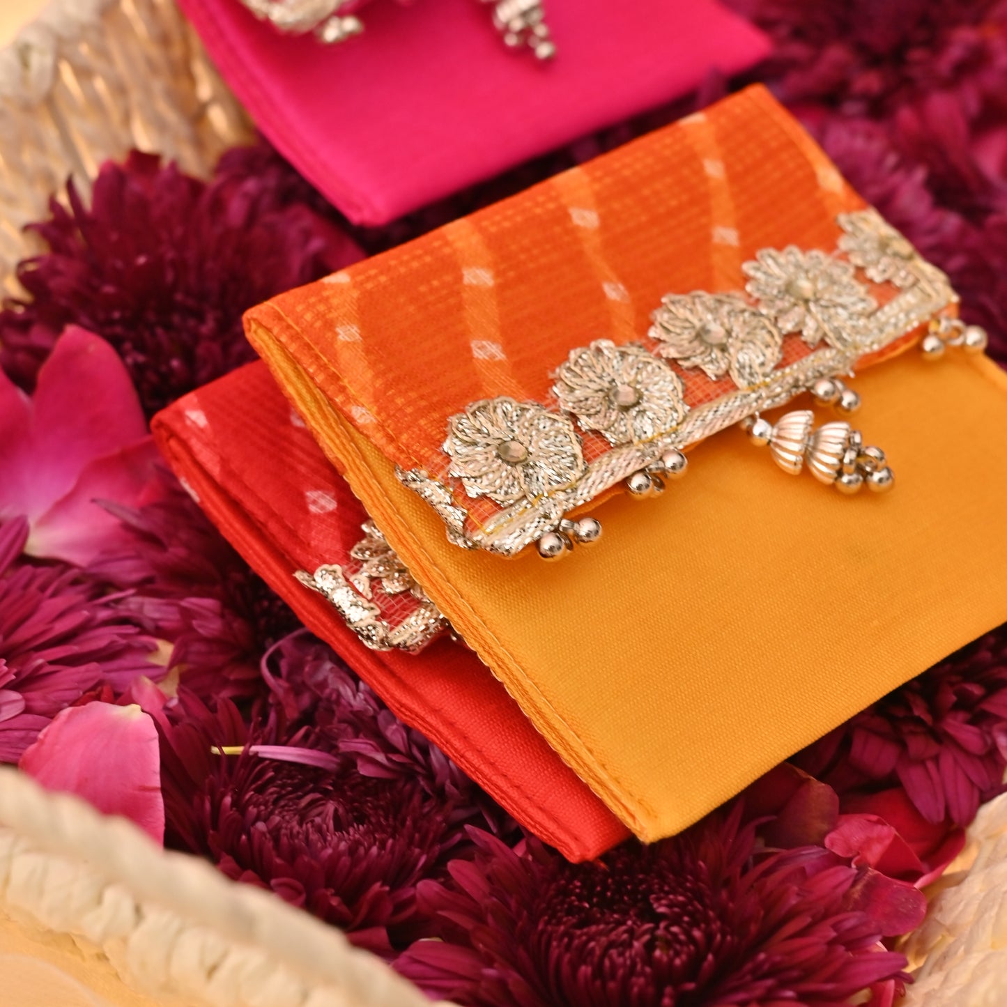 Mothra Fabric Coin Pouch Set of 2 – Flap Design & Foam Padded (3.5"x3.5")