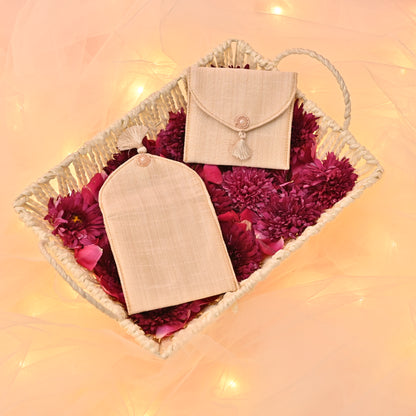 Banaavat Essence Ivory Silk Minimalist Coin Pouch – 3.5"x3.5" | Set of 2