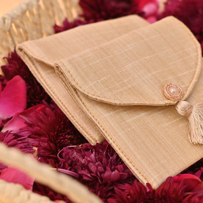 Banaavat Essence Ivory Silk Minimalist Coin Pouch – 3.5"x3.5" | Set of 2