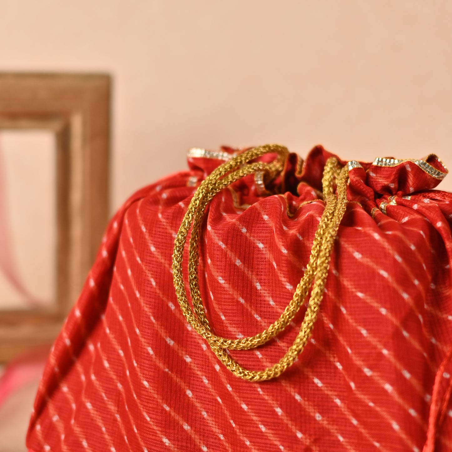 Banaavat Essence Mothra Fabric Hamper – Pyramid Shape with Wooden Base (10"x8"x9")