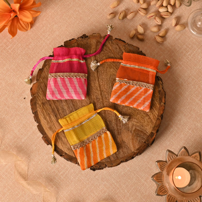 Banaavat Essence Lehriya Print Petite Potli Set – 4"x3" (Set of 10)