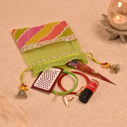 Banaavat Essence Kota Doria Potli – Elephant Tassel Accent (6"x7")