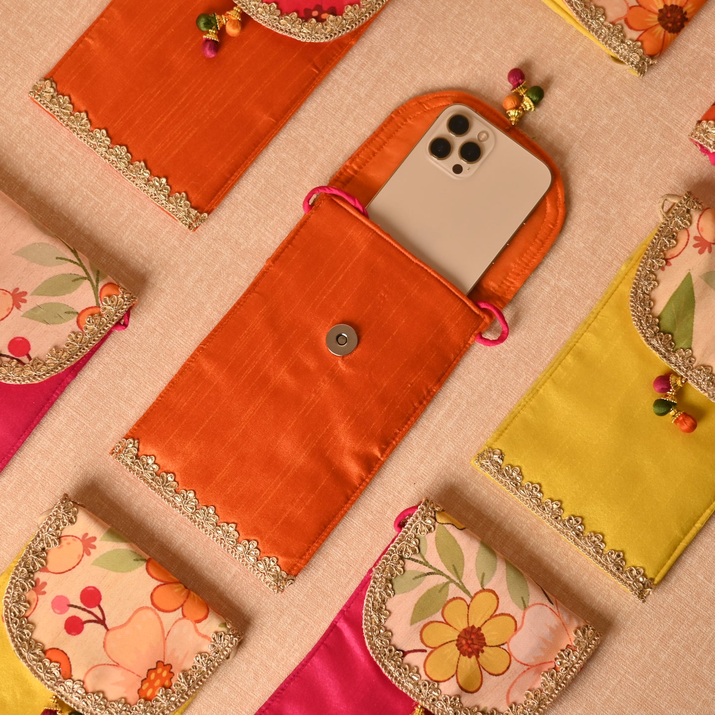 Handcrafted Mobile Sling Bag for Wedding Functions