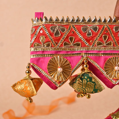 Banaavat Essence Rani Pink Brocade Pom Pom Bandhanwar – Handcrafted Door Hanging (42"x5")