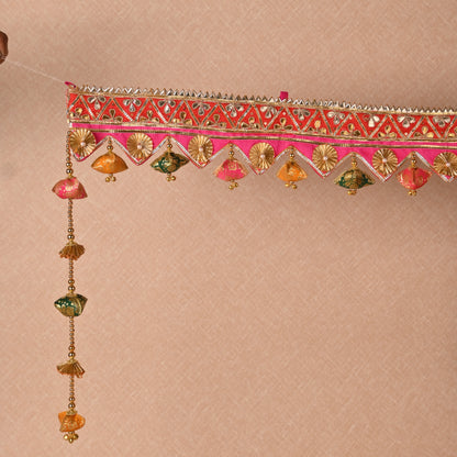 Banaavat Essence Rani Pink Brocade Pom Pom Bandhanwar – Handcrafted Door Hanging (42"x5")