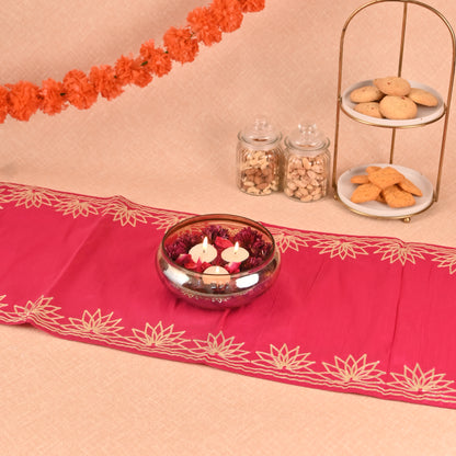 Banaavat Essence Silk Table Runner – Gota Lotus Work (36"x13", Multiple Colors)
