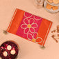 Banaavat Essence Silk Table Runner – Gota Floral Karigari (36"x13", Orange & Hot Pink)