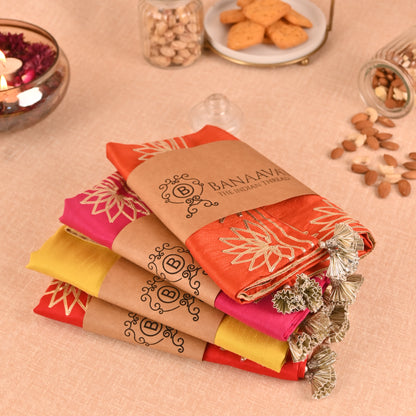 Banaavat Essence Silk Table Runner – Gota Lotus Work (36"x13", Multiple Colors)