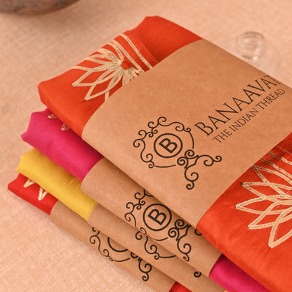 Banaavat Essence Silk Table Runner – Gota Lotus Work (36"x13", Multiple Colors)