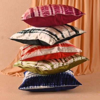 Banaavat Essence Shibori Print Cushion Cover Set – Multicolor (Set of 5, 16"x16")