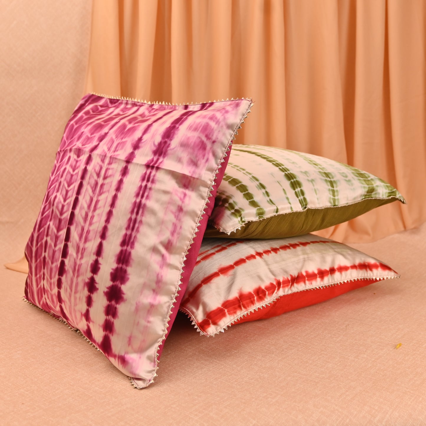 Banaavat Essence Shibori Print Cushion Cover Set – Multicolor (Set of 5, 16"x16")