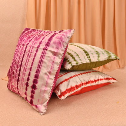 Banaavat Essence Shibori Print Cushion Cover Set – Multicolor (Set of 5, 16"x16")